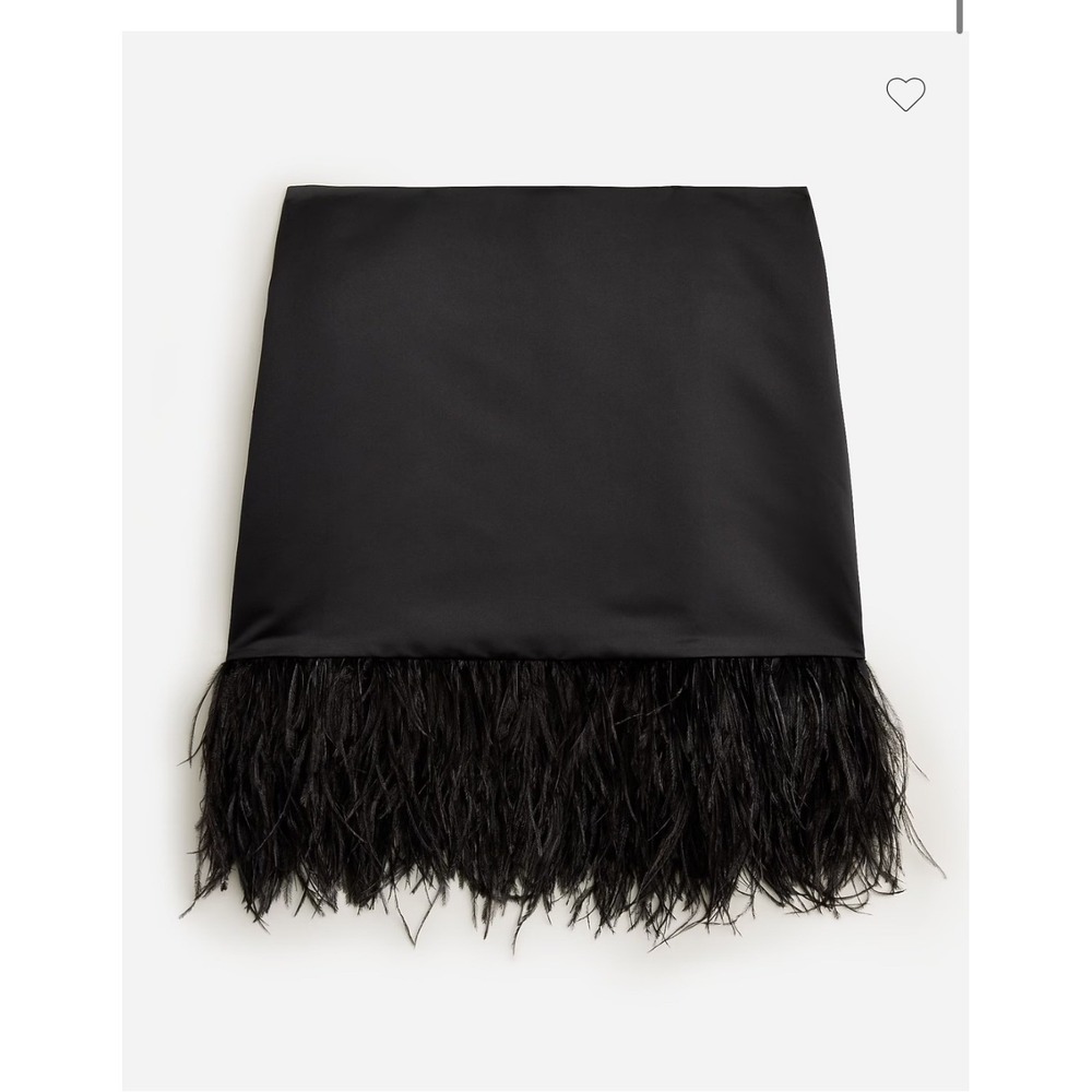 J. Crew Collection Black Feather Trim Satin Cocktail Mini Skirt Size 2